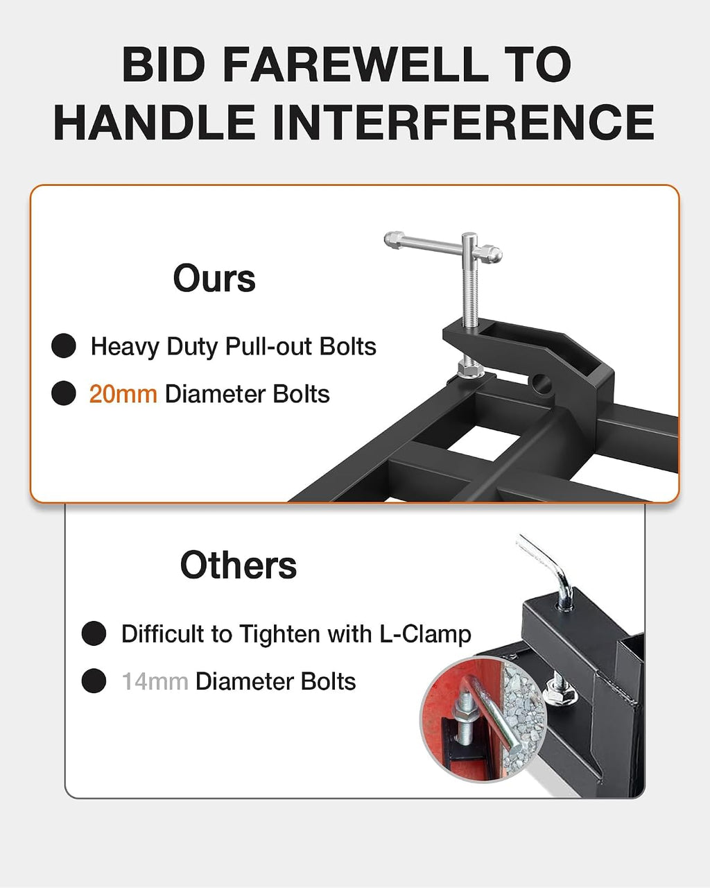 GAOMON Clamp on Debris Forks to 48' Bucket, Heavy Duty 5 Fork Tines Clamp-on Pallet Attachments with 2500 LBS Capacity Fit for Tractor Bucket, Skid Steer Loader