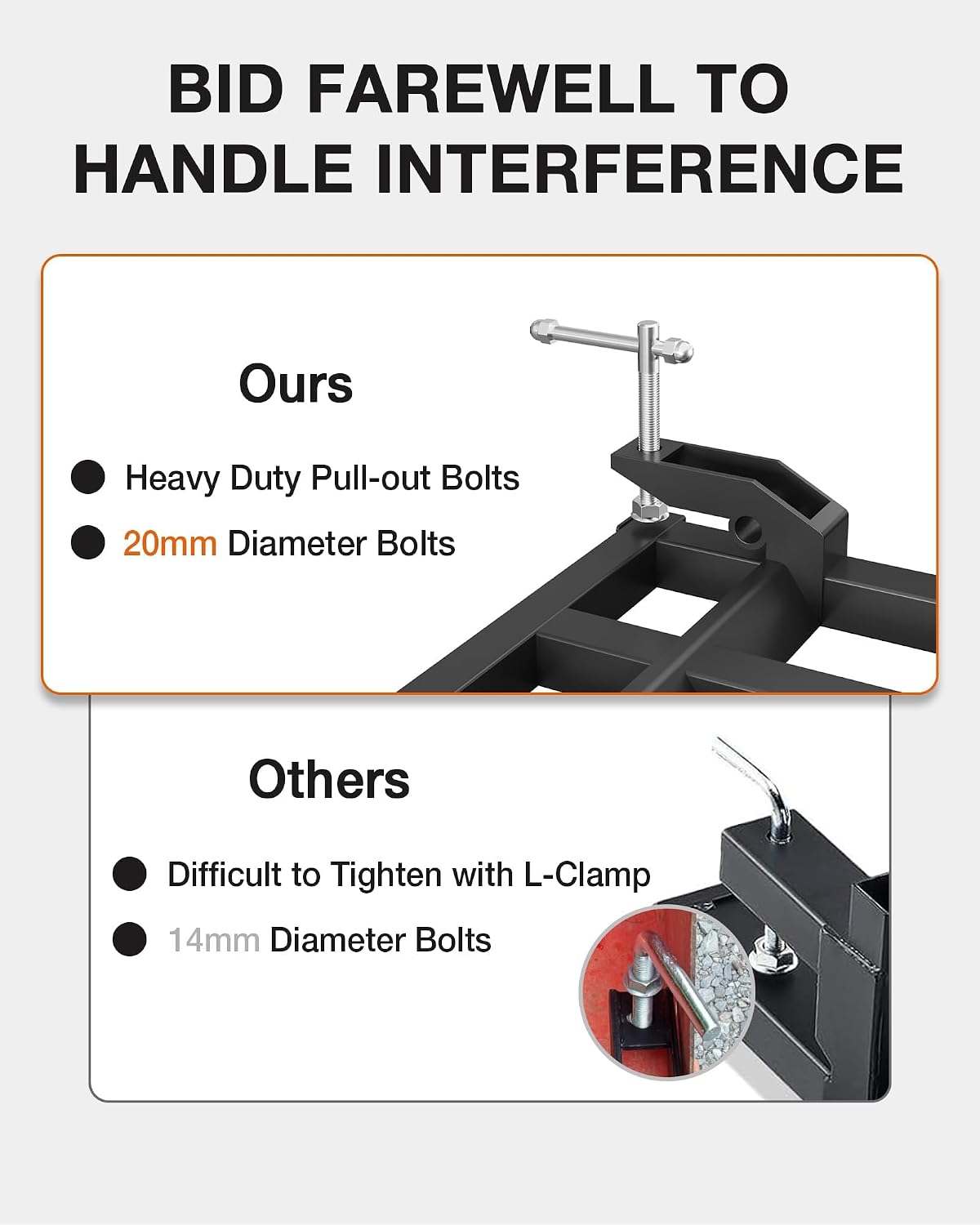 Hipicute 48' Clamp On Debris Forks to Bucket, 5 Fork Tines Clamp-On Pallet Attachments with 2500 Lbs Capacity Fit for Tractor Bucket, Skid Steer Loader
