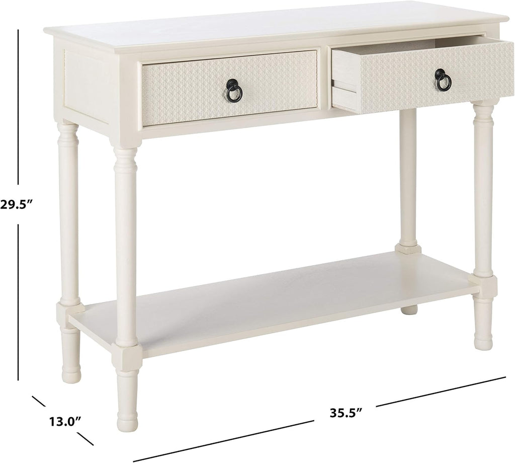 Safavieh Home Collection Haines White 2-Drawer Bottom Shelf Console Table