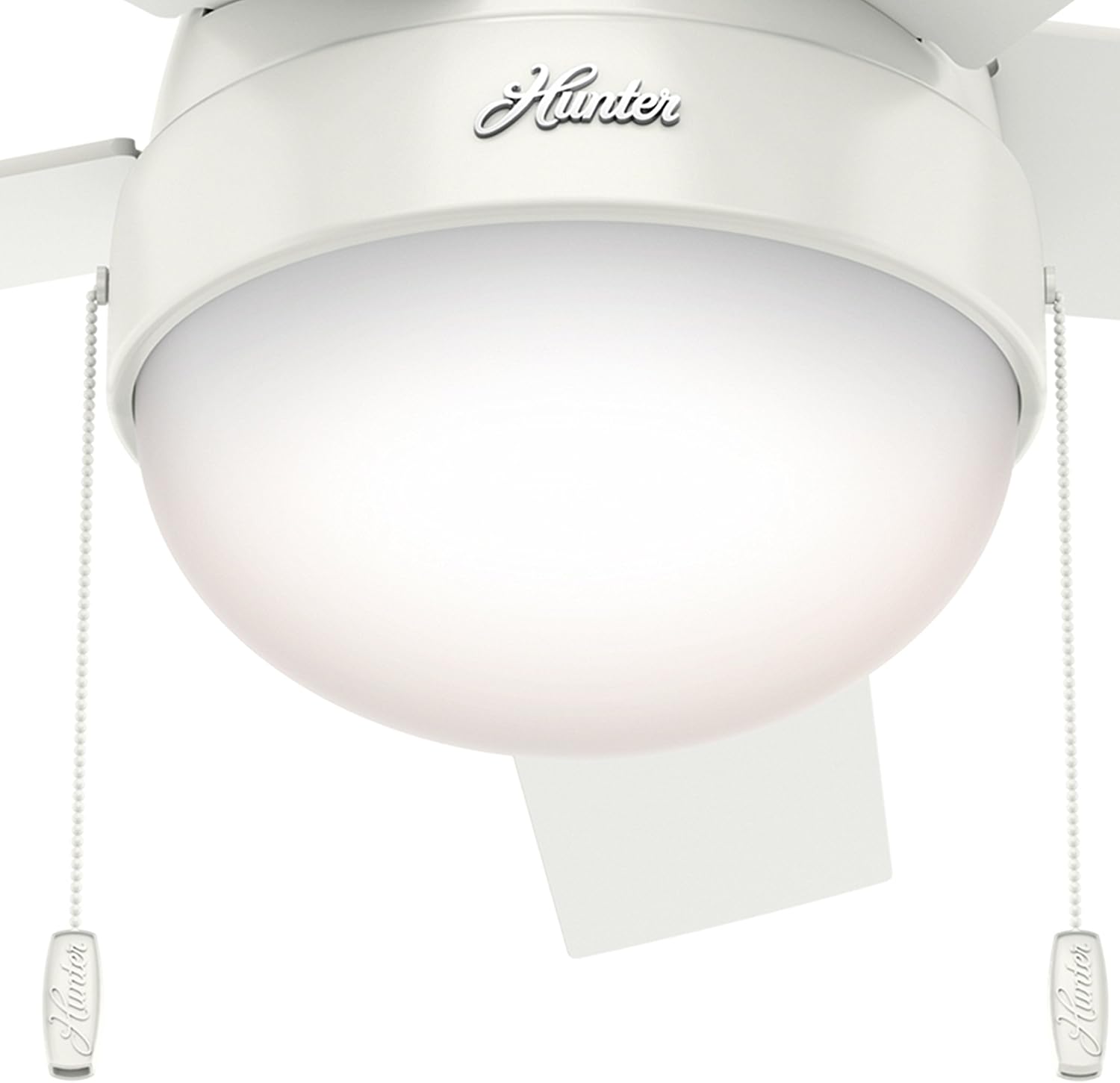 Hunter Fan 46 inch Contemporary Low Profile Ceiling Fan with Light Kit in Fresh White (Renewed)