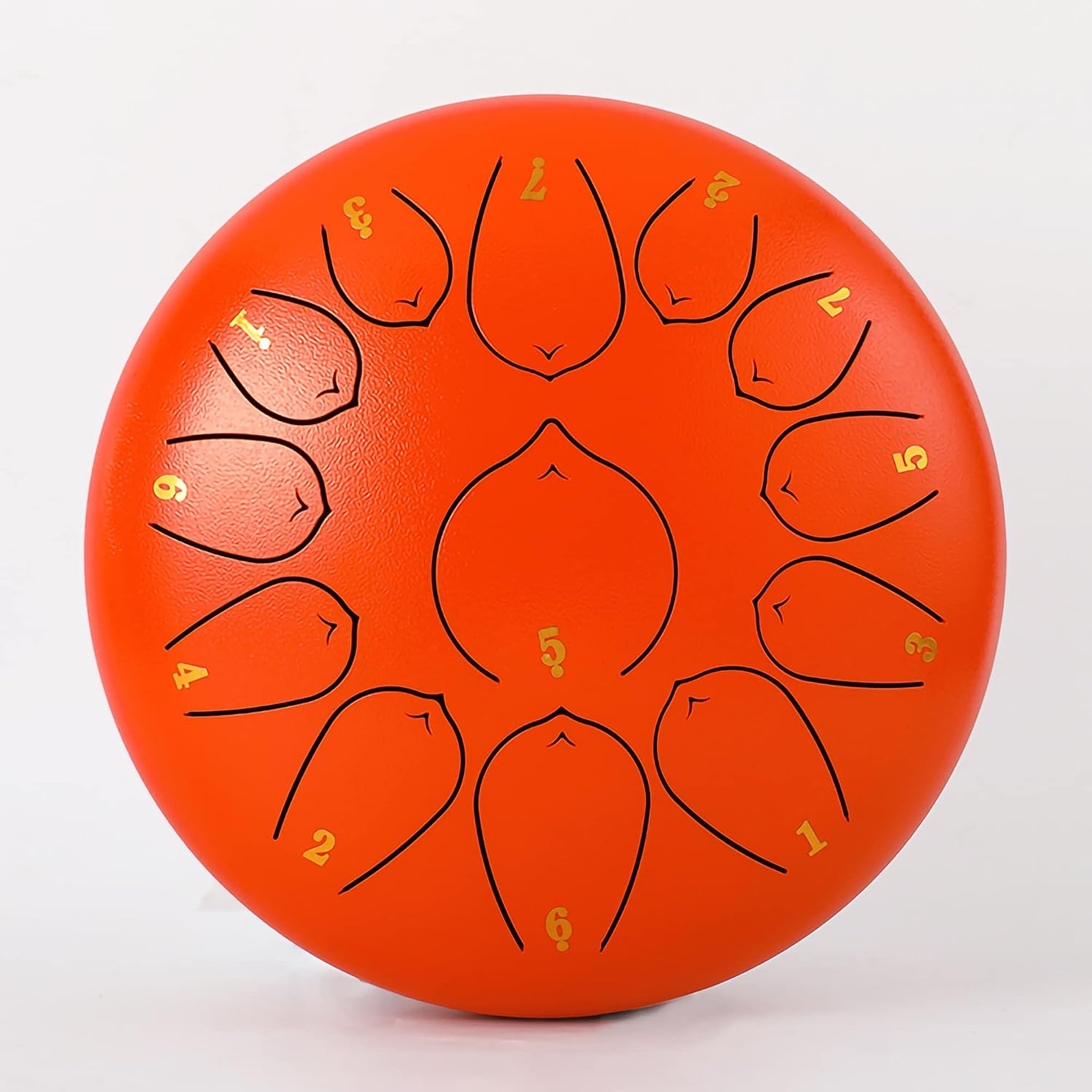 Steel Tongue Drum C Major， 12 inch 13 Notes Children Tongue Drum Handpan Drum， Percussion Instrument kit with Drum Mallets， Note Stickers， Finger Picks， Mallet，Vermilion Red-12 inches 13 Tones