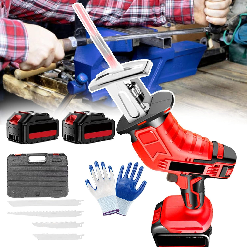 Bone Meat Cutter, Power-Reciprocating-Saws, with 4 Saw Blades / 12 Gloves, Battery Operated/for Wood & Metal, Trees, PVC Cutting & Fast Charger