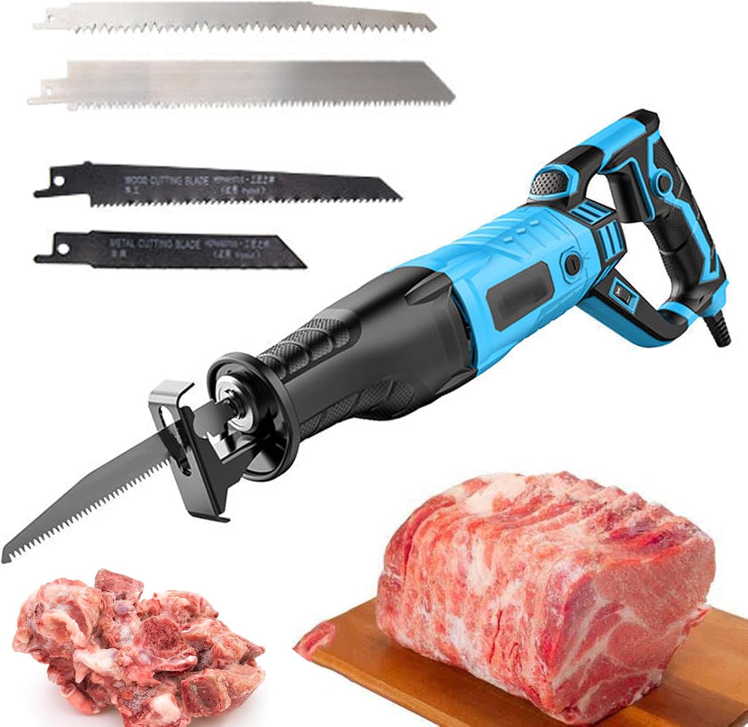 Cordless Bone Saw Machine, Cordless Reciprocating Saw, Butcher Cutting Machine with Rechargeable Battery, Multifunctional Reciprocating Saw for Cutting Meat Bones Bacon P,1300W