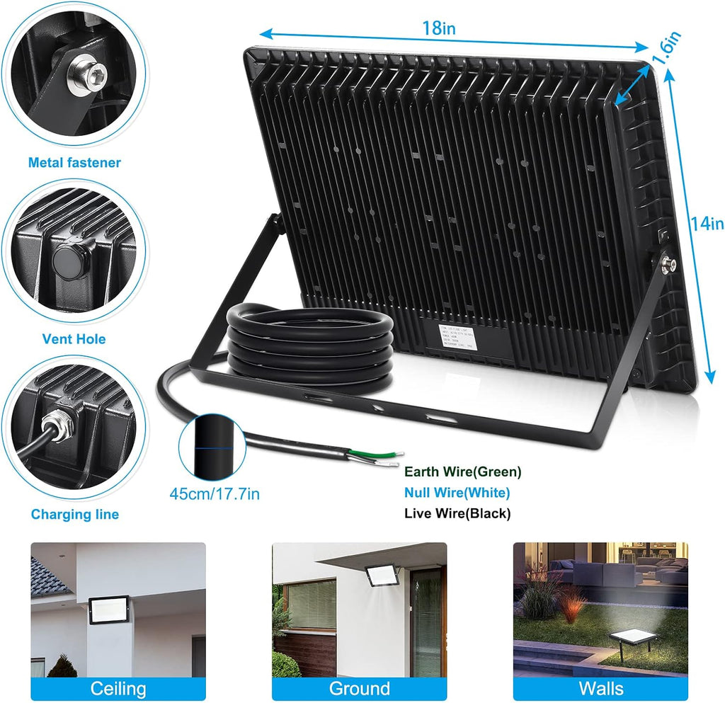500W 2pack LED Flood Light Outdoor,(2750W Equivalent)Super Bright 58,500LM Daylight 5000K IP66 Waterproof Security LED Arena Lights,Commercial Lighting Floodlight for Backyard|Court|Stadium|Fields