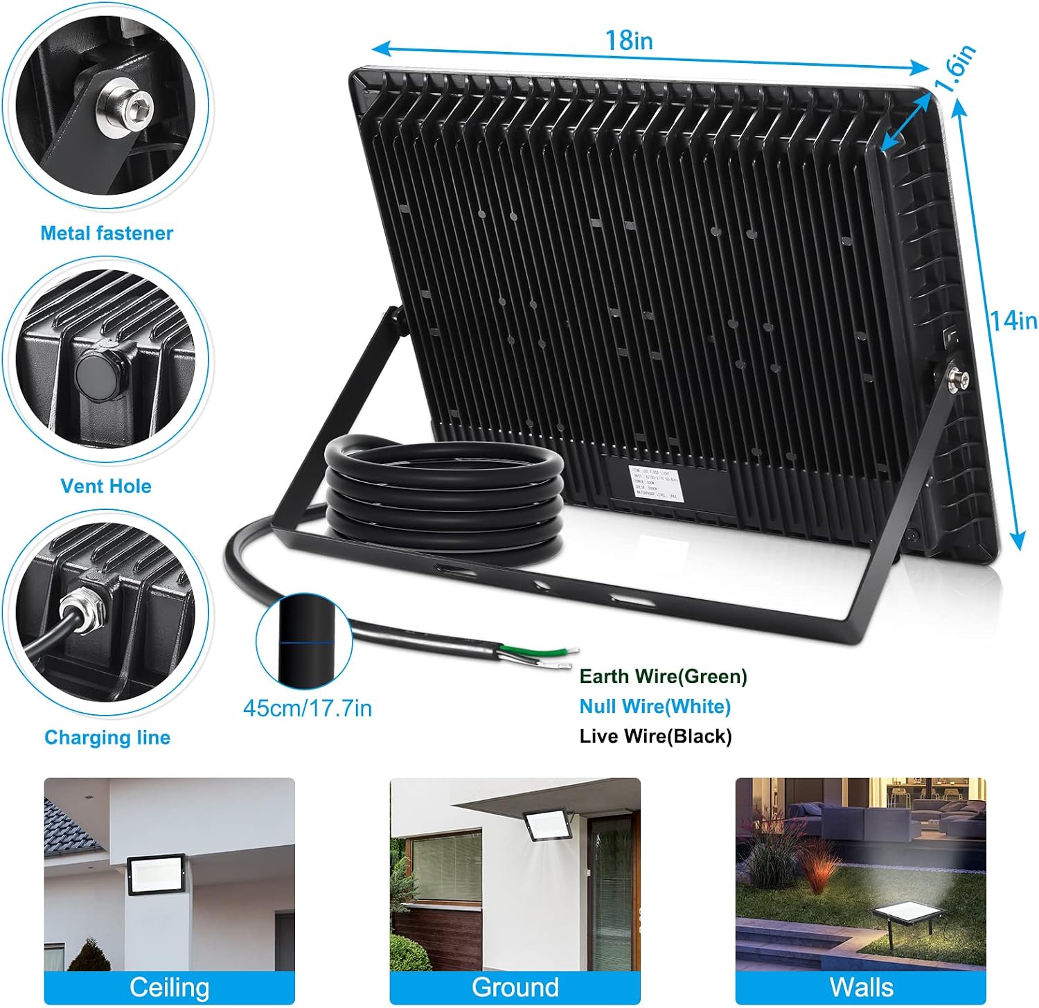500W 2pack LED Flood Light Outdoor,(2750W Equivalent)Super Bright 58,500LM Daylight 5000K IP66 Waterproof Security LED Arena Lights,Commercial Lighting Floodlight for Backyard|Court|Stadium|Fields