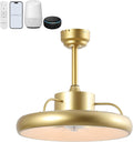 Oval AIR Loren 20' Small Smart Ceiling Fan with Light, Semi Flush Mount, Quiet 6-Speed Reversible Motor, Dimmable LED, Adjustable CCT, App & Remote Control, Modern Glam, Gold AIR8002A
