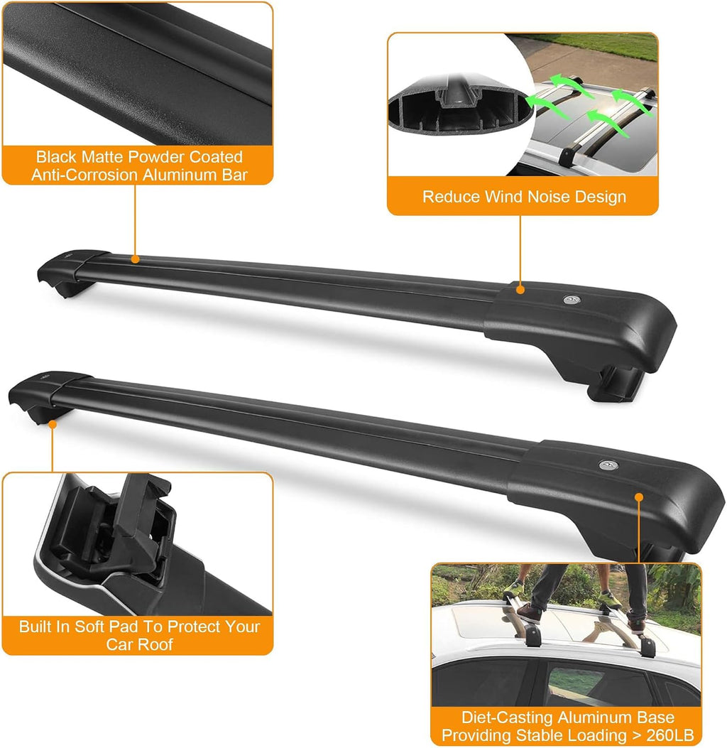 Autekcomma Heavy Duty Roof Rack Crossbars Replacement for 2007-2026 Toyota 4Runner,Anti-Corrosion,Aircraft Aluminum Black Matte with Anti-Theft Locks (ONLY FIT Original EXISTING Side Rail)
