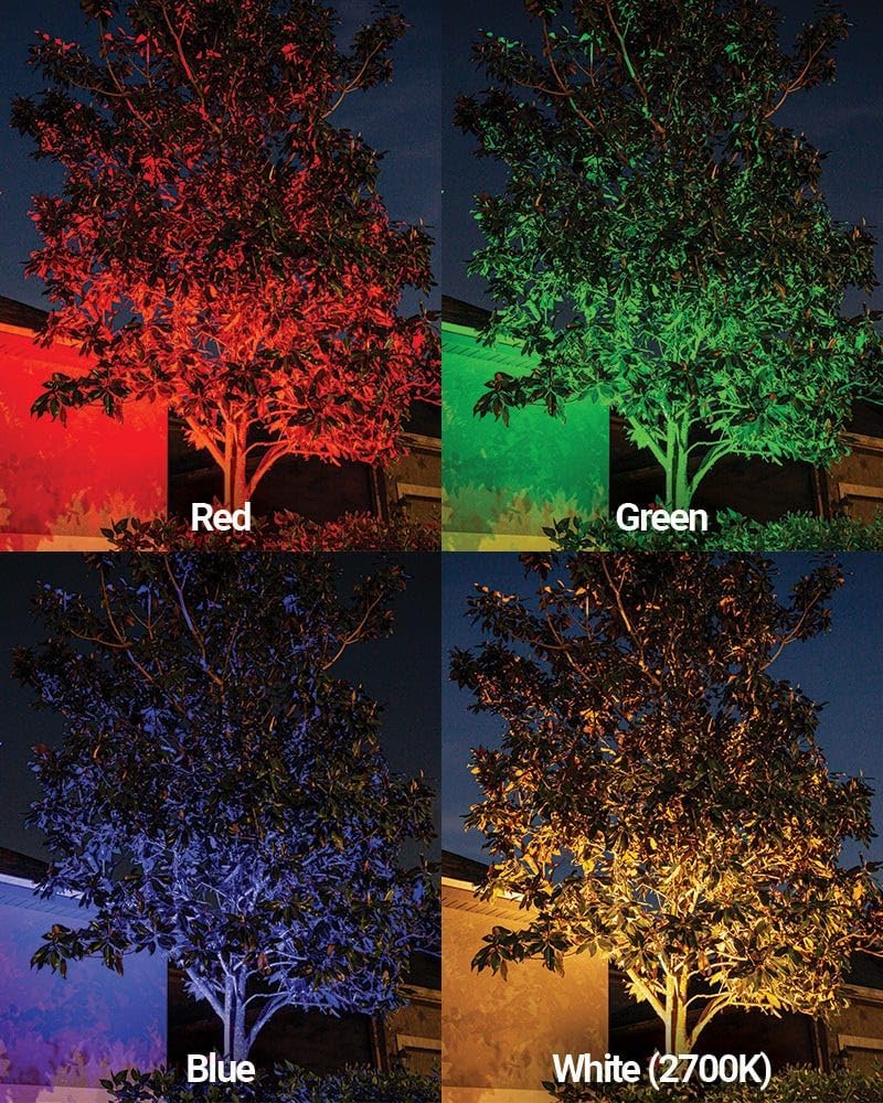 VOLT 12V Color Changing RGBW Integrated LED Brass Spotlight (Bronze) with Remote Control for Low Voltage Landscape Lighting of Yard, Lawn, Garden, Patio, Trees & House