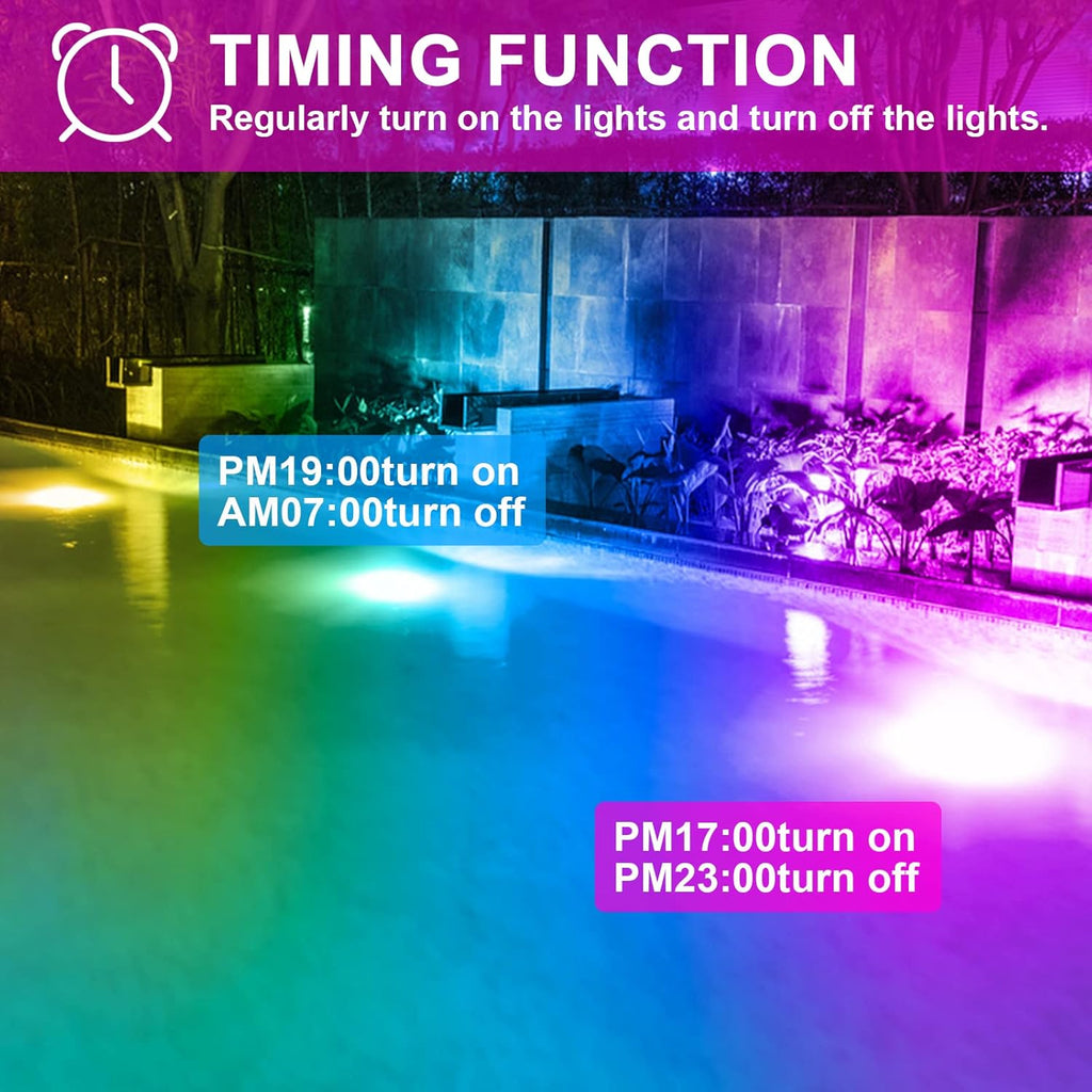 LED Flood Light Outdoor 500W Equivalent Color Changing Landscape Lighting, 24H Timing+120 Colors Strobe+2700K Warm White+DIY Flash, IP66 Waterproof Up Stage House RGB Led Light Indoor US 3-Plug 6Pack
