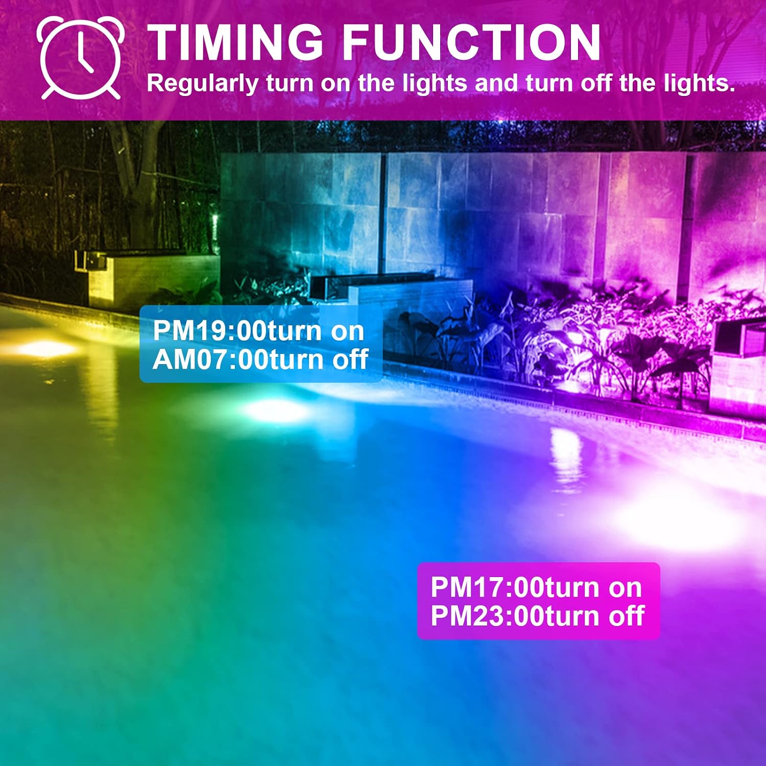 LED Flood Light Outdoor 500W Equivalent Color Changing Landscape Lighting, Timing+120 Colors Strobe+2700K Warm White+DIY Flash,IP66 Waterproof Up Stage RGB Led Light Indoor US 3Plug 6Pack with Stake