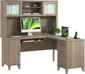 Bush Home 60-Inch L-Shaped Desk with Hutch, Corner Computer Office Desk with File and Box Drawers, Shelves and Storage Cabinet, Home Office Workstation, Somerset Collection, Ash Gray
