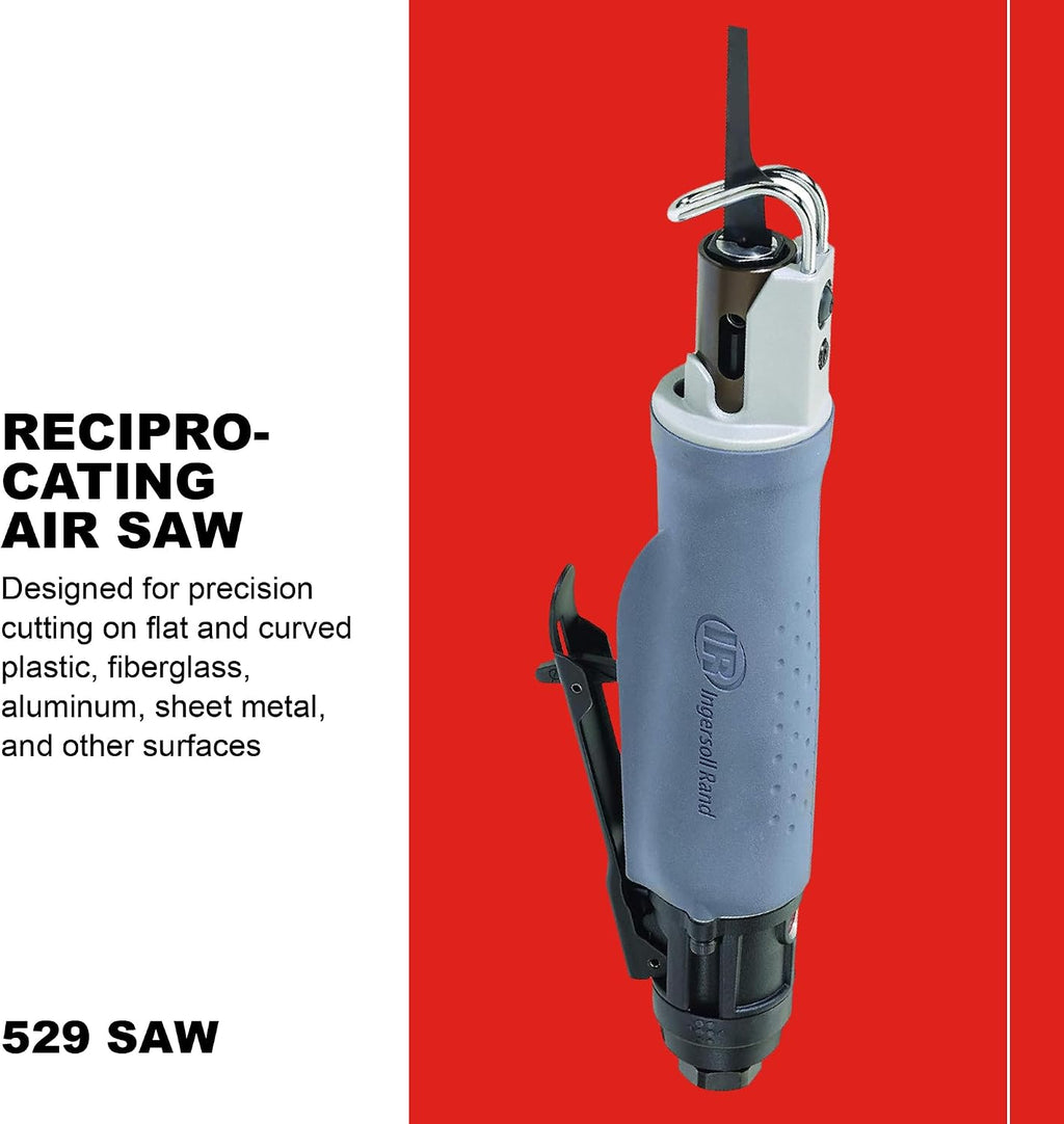 Ingersoll Rand 529 Reciprocating Air Saw, Low Vibration, Lock Out Lever, 6 Blades for Cutting Plastic, Fiberglass, Sheet Metal, Aluminum