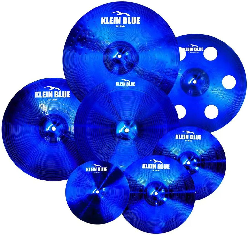 Titanium Color Cymbals Set – 7-Piece Drum Cymbal Pack for Acoustic Kits – Red/Blue/Black – Lightweight, Durable & Stage-Ready – Direct from Manufacturer (Blue)