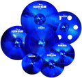 Titanium Color Cymbals Set – 7-Piece Drum Cymbal Pack for Acoustic Kits – Red/Blue/Black – Lightweight, Durable & Stage-Ready – Direct from Manufacturer (Blue)