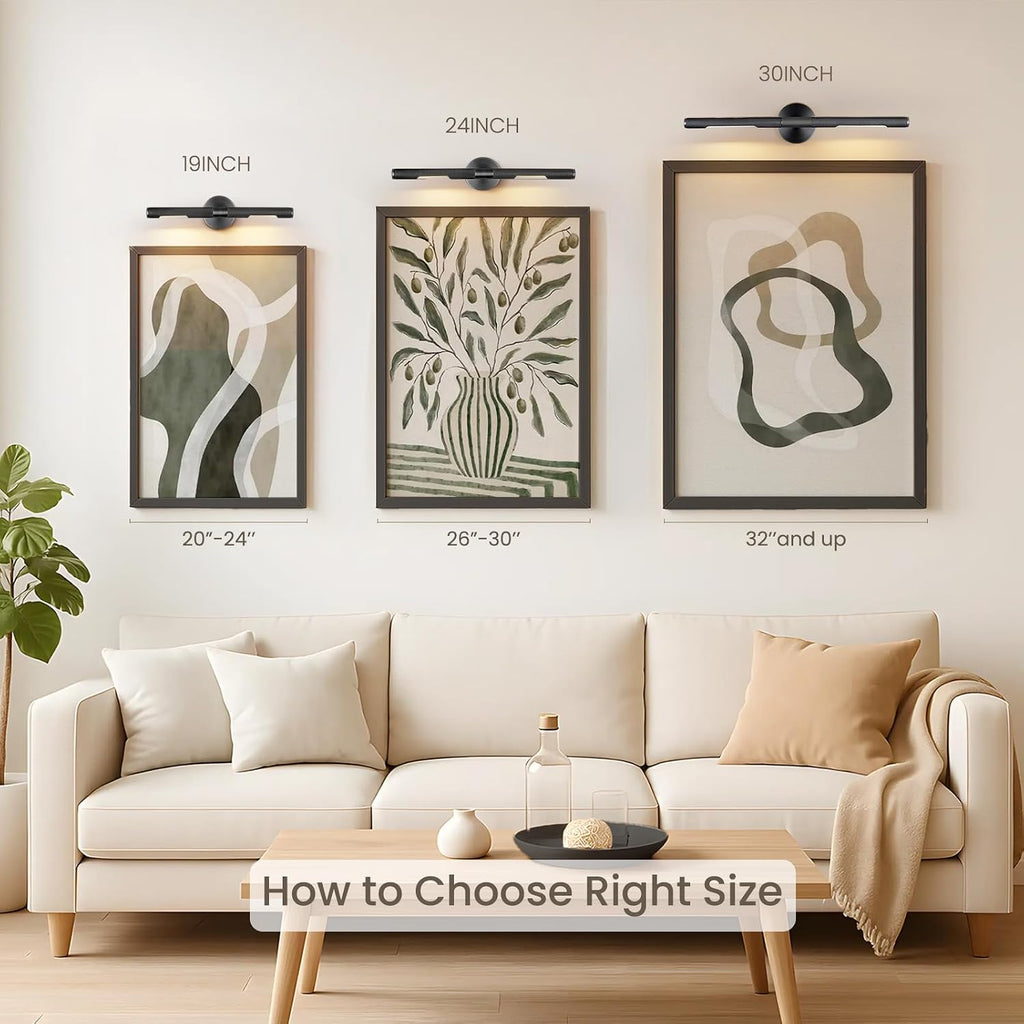Hard-wired Knurled Picture Light, 30in Black Picture Light for Wall, Dimmable Black Art Lights, Rotatable 360° Sconce for Pictures Frame, Painting Wall Lights, Bathroom Wall Sconce, E12 Bulbs Included