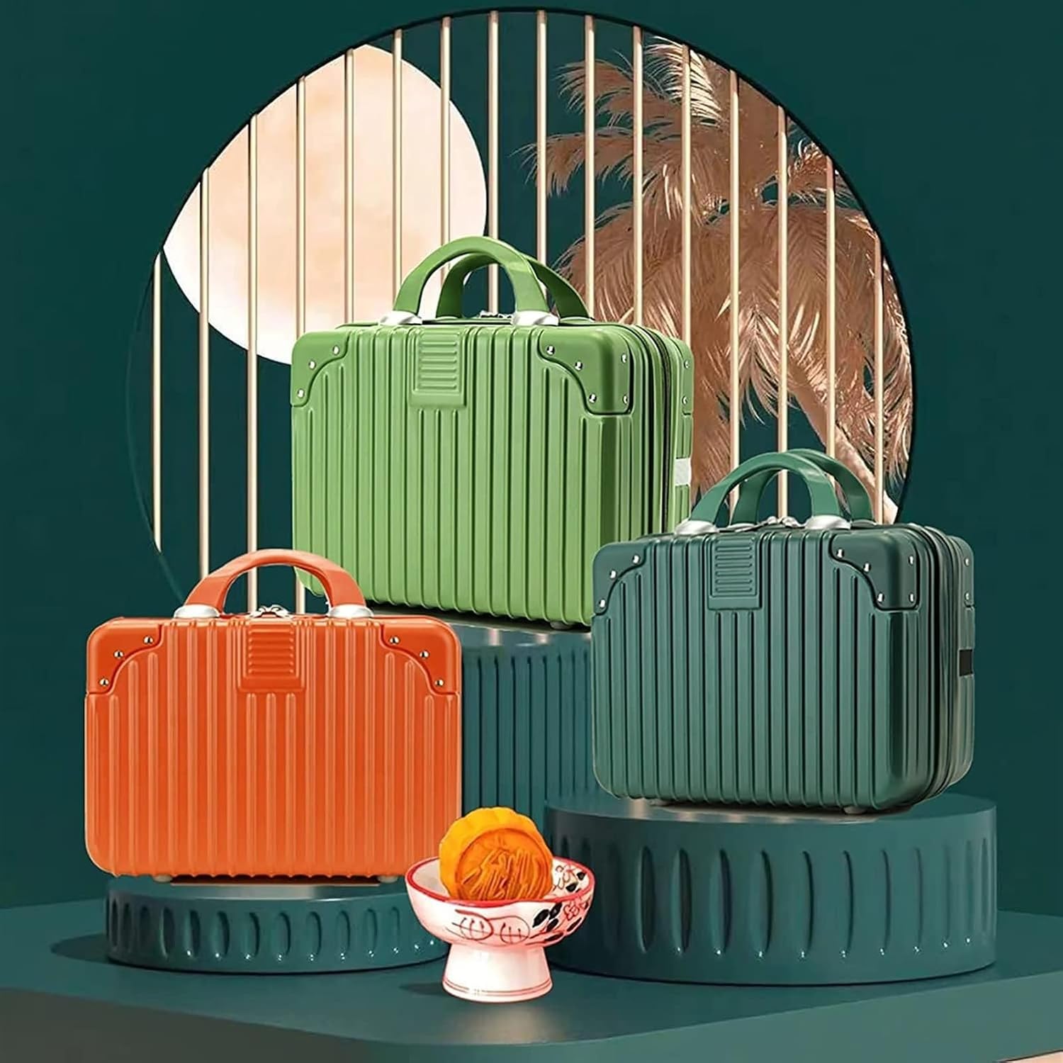 Durable Suitcase for Women Makeup Travel Case Hard Shell Vanity Cases Portable ABS Cosmetic Case Hand Luggage Case For Women Retro Suit Case (Color : C, Size : 14inch)