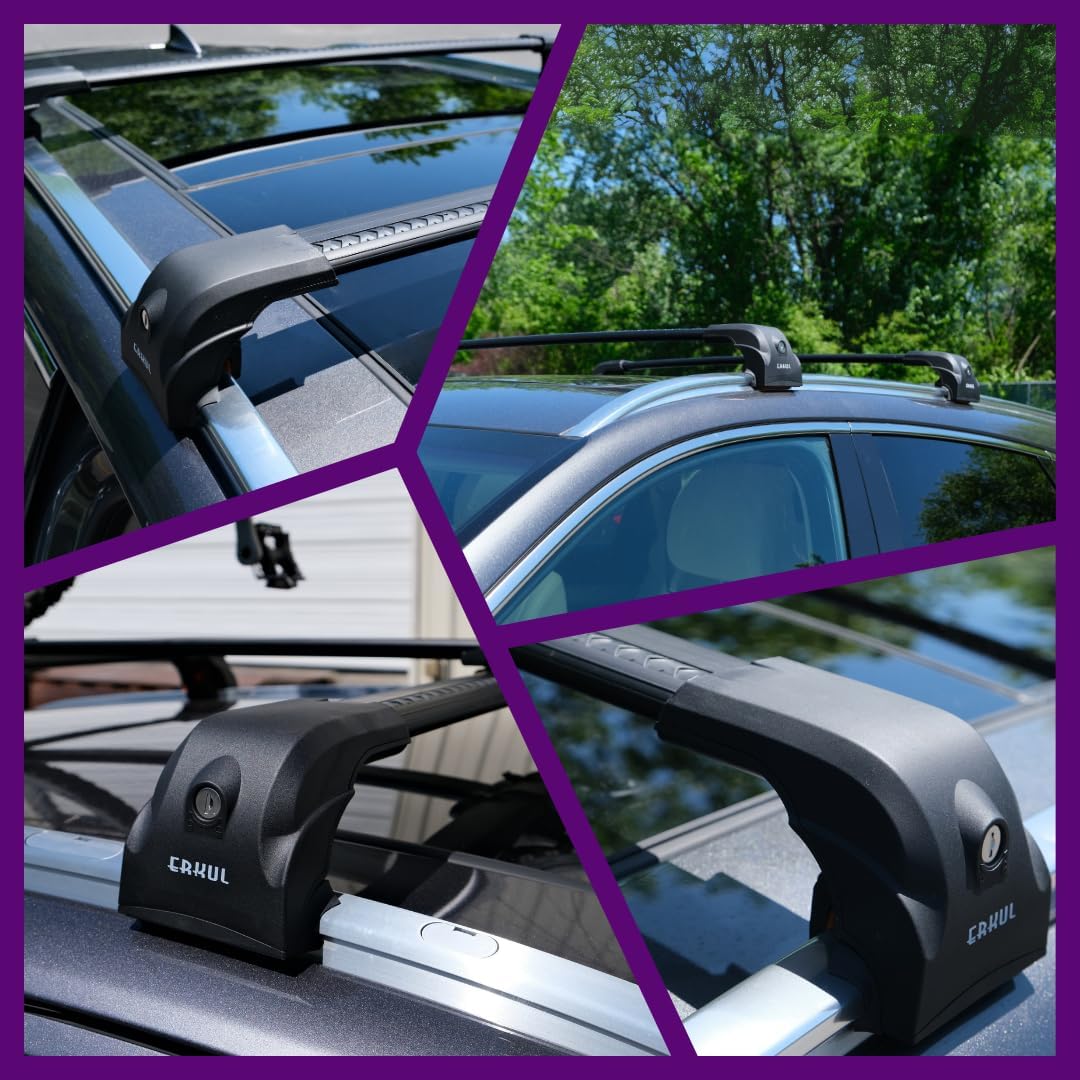 ERKUL Heavy Duty Roof Rack Cross Bars for Mazda CX-50 2023-2026 | Upgraded Aero Aluminum Crossbars with Smart Clamp System | Compatible with Flush Rails - Black