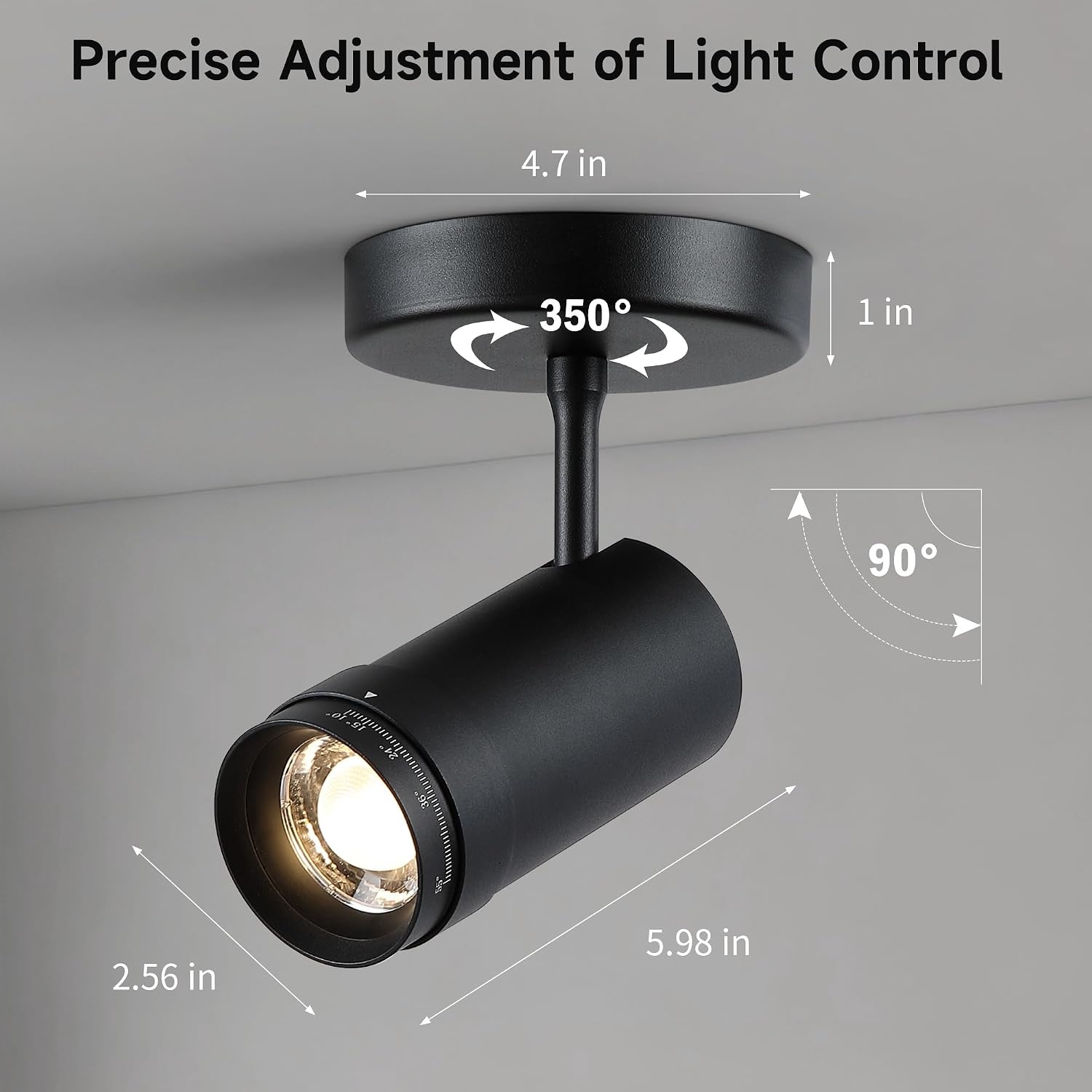 4 Pcs 9W LED Zoomable Ceiling Spotlight, Dimmable, Adjustable Beam Angle 10-55°, Swivel, CRI 97, Matte White Aluminum, Wired Accent Lamp for Corridor, Artwork, Living Room, and Modern Interiors