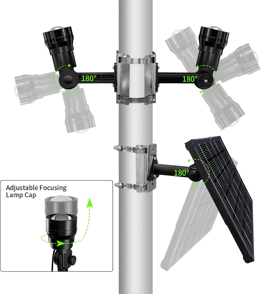 Flag Pole Light Solar Powered, 2-in-1 Super Bright Zoomable Solar Flag Light, 12000mAh 360 Degrees Illumination,Adjustable Bracket, Solar Flagple Light for Most Outdoor 15 to 40 Ft Flag poles