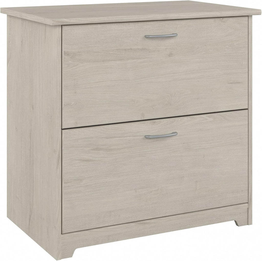 Bush Home Cabot 2 Drawer Lateral File Cabinet in Linen White Oak, Home Office Chest for Letter, Legal, and A4-size Document Storage