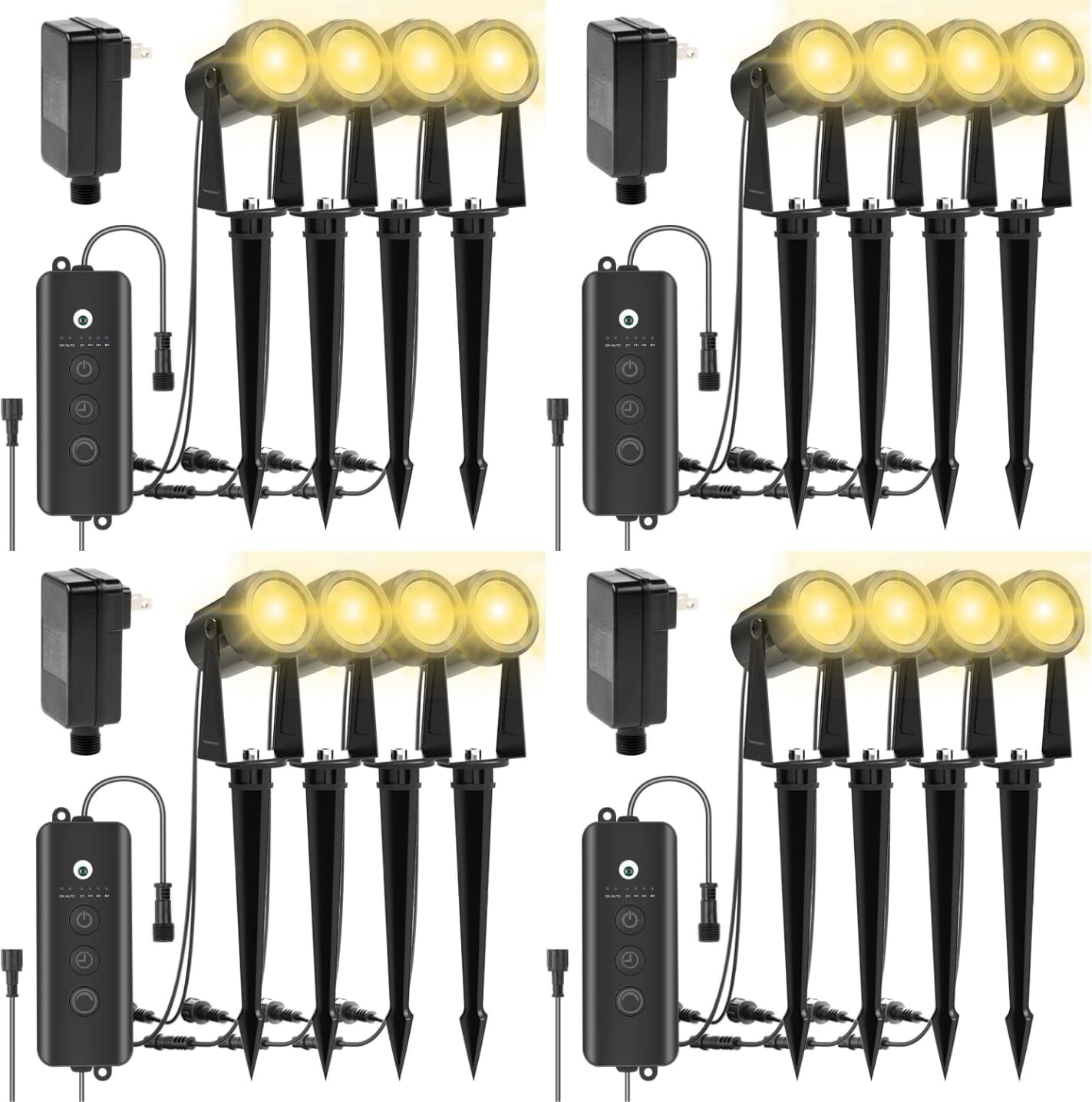 ZYAN Landscape Spotlights with Sensor, 5 Lighting Modes for Brightness Adjustment, Dimmable Timer Auto On Off, Low Voltage Outdoor IP65 Waterproof for Patio Yard Garden Path, Warm White (16 Pack)