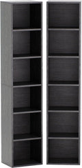 71.5' Tall Bookshelves and Bookcases Set of 2, 6 Tier Display Storage Shelves Home Decor Furniture for Home Office, Living Room, Bed Room (Black, 11.8' Narrow)