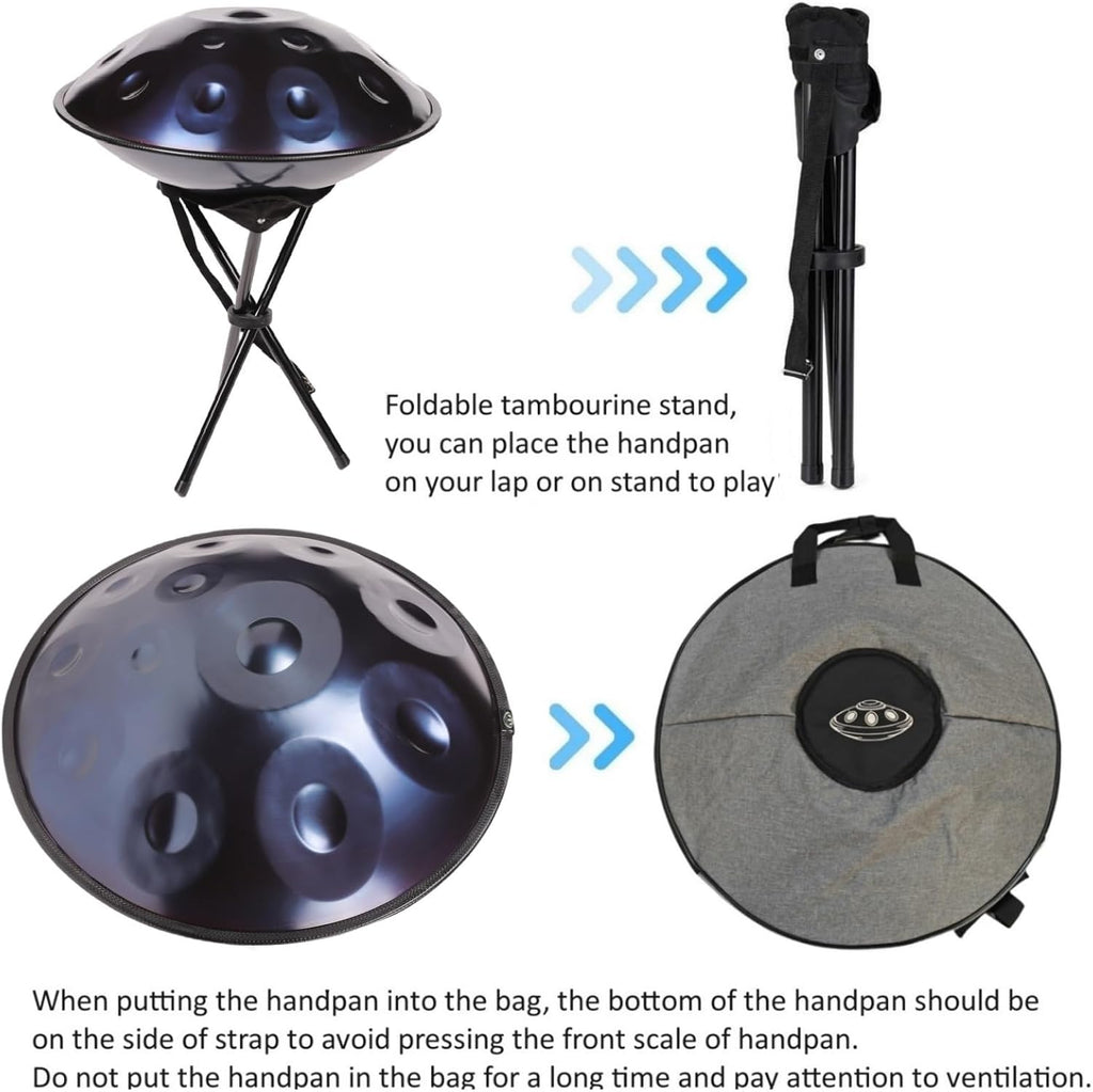440HZ Steel Drum in 22Inch D Minor 12 Notes Hand Pan Drum Percussion Musical instrument with Soft Hand Pan Bag (12 Notes Blue Handpan)