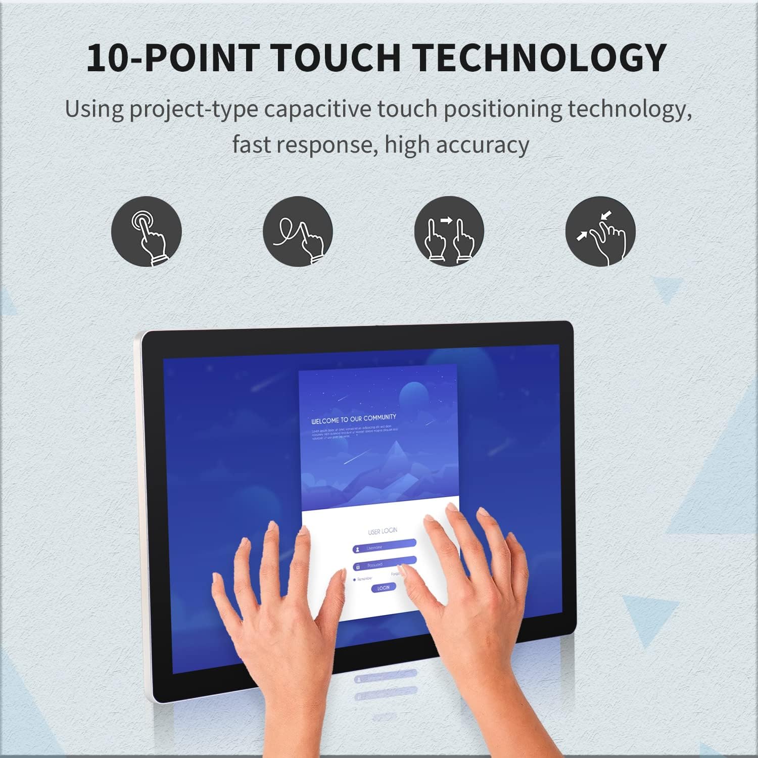 18.5 inch Touchscreen Industrial Computer Monitor, Wall Mountable WiFi & BT Smart Board for Office & Classroom, 1080P Display, Win-10 Pro, Core i3, 4GB RAM & 128G SSD