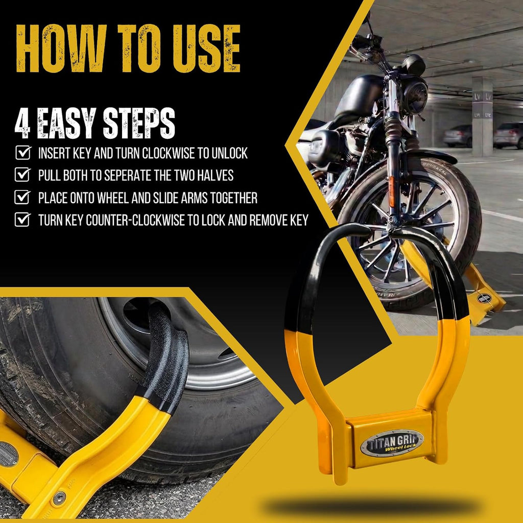 Heavy Duty Anti-Theft Wheel Boot Clamp for Trailers Cars Trucks Motorcycles SUVs RVs – Adjustable Tire Lock Security Boot