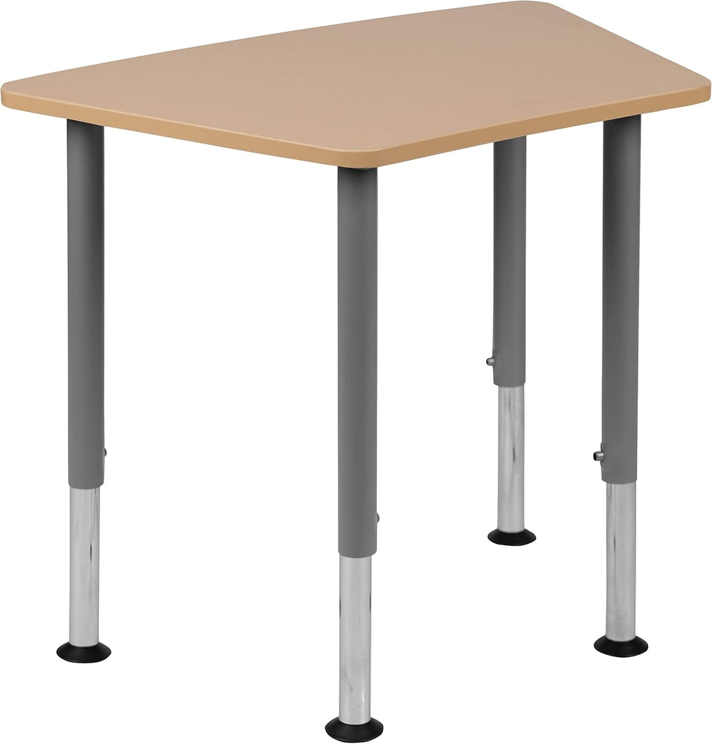 Flash Furniture Billie Hex Natural Collaborative Student Desk (Adjustable from 22.3' to 34') - Home and Classroom