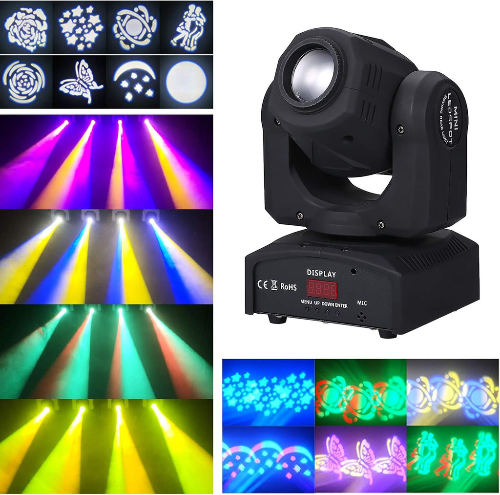 Lixada Moving Head Light 90W Stage Light DMX512 Auto-Run Sound-Activated Control Spotlight 9/11 Channel with 8 Gobos & 14 Colors for DJ Club Show Disco Party Bar Dance Wedding Lighting