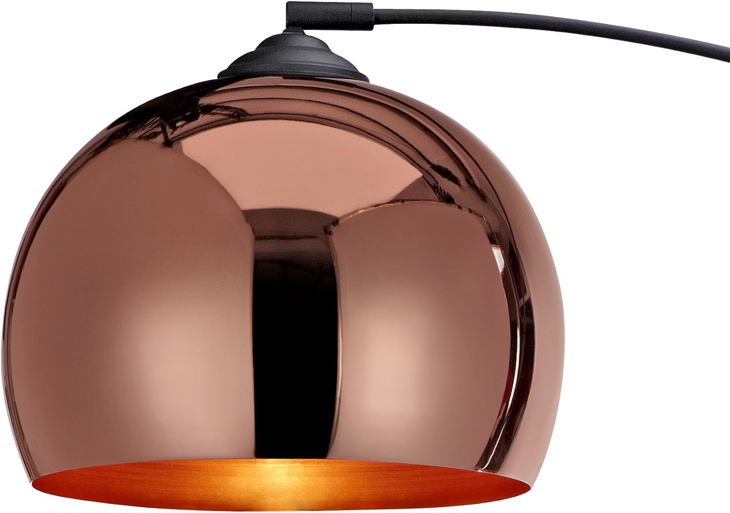 Teamson Home Arquer 66.93' Arc Floor Lamp for Living Rooms, Home Offices, Dining Rooms, Bedrooms with Faux Black Marble Base and Rose Gold Bell Shade