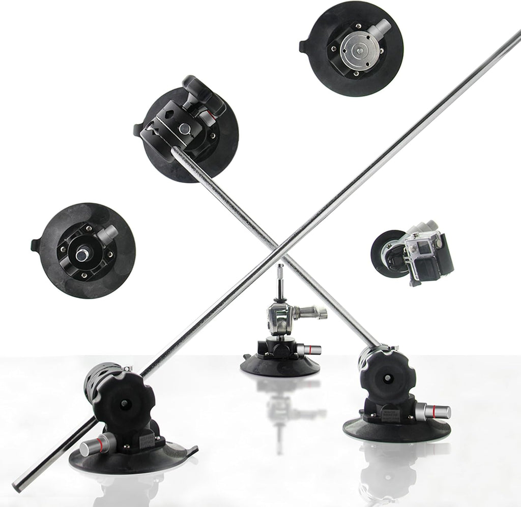 Kupo 6' Metal Pump Suction Cup, Heavy Duty Mount with Fixed 5/8' Swivel Baby Pin for Cameras, Lights, and Accessories on Smooth Surfaces for Production Rigging (KG119611)
