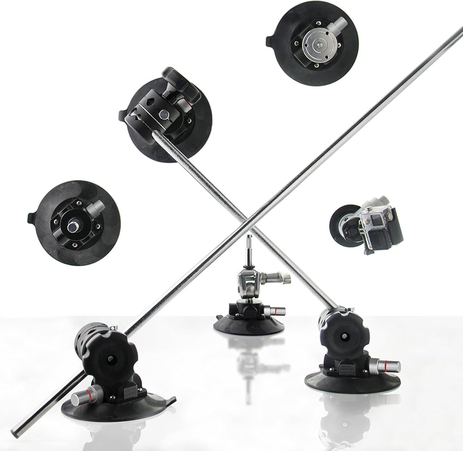 Kupo 6' Metal Pump Suction Cup, Heavy Duty Mount with Fixed 5/8' Swivel Baby Pin for Cameras, Lights, and Accessories on Smooth Surfaces for Production Rigging (KG119611)