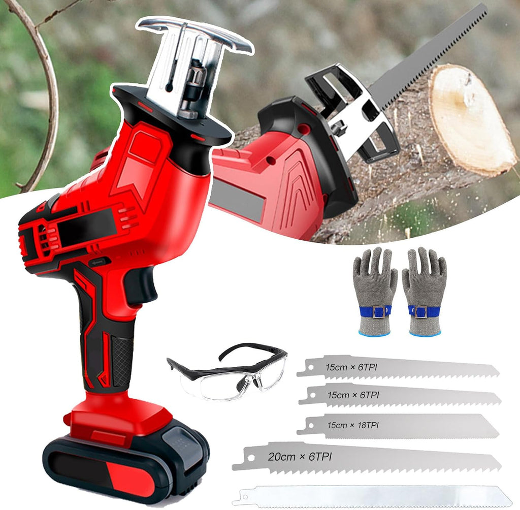 Bone Saw-Cordless Professional Butcher Reciprocating Saw - Battery Powered Electric Bone Saw for Commercial &Home Use, Multifunctional Meat Bone Saw with 5 Blades/Storage Box,2Battery