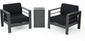 Christopher Knight Home Crested Bay Aluminum Outdoor Chat Set with Water Resistant Cushions, 3-Pcs Set, Grey / Dark Grey