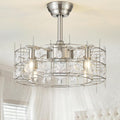 20' Silver Crystal Chandelier Ceiling Fans, Silver Crystal Fandelier Ceiling Fan with Lights Caged, Remote Control 6 Speed for Living Room, Bedroom, Dining Room