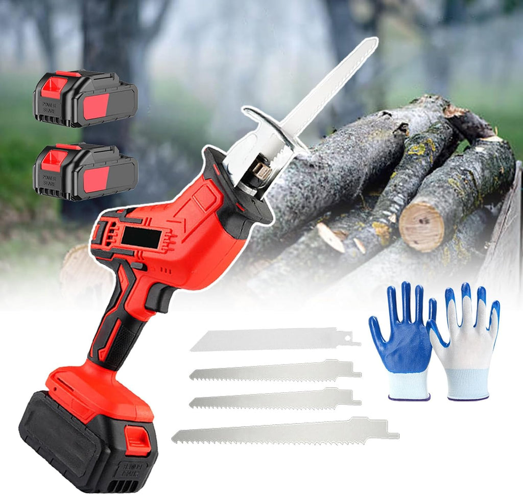 Cordless Reciprocating Saw, Power Garden Saws, LED Auxiliary Lighting, Professional Handheld, 21V Rechargeable Battery, Quick Cutting, Lightweight & Labor-Saving