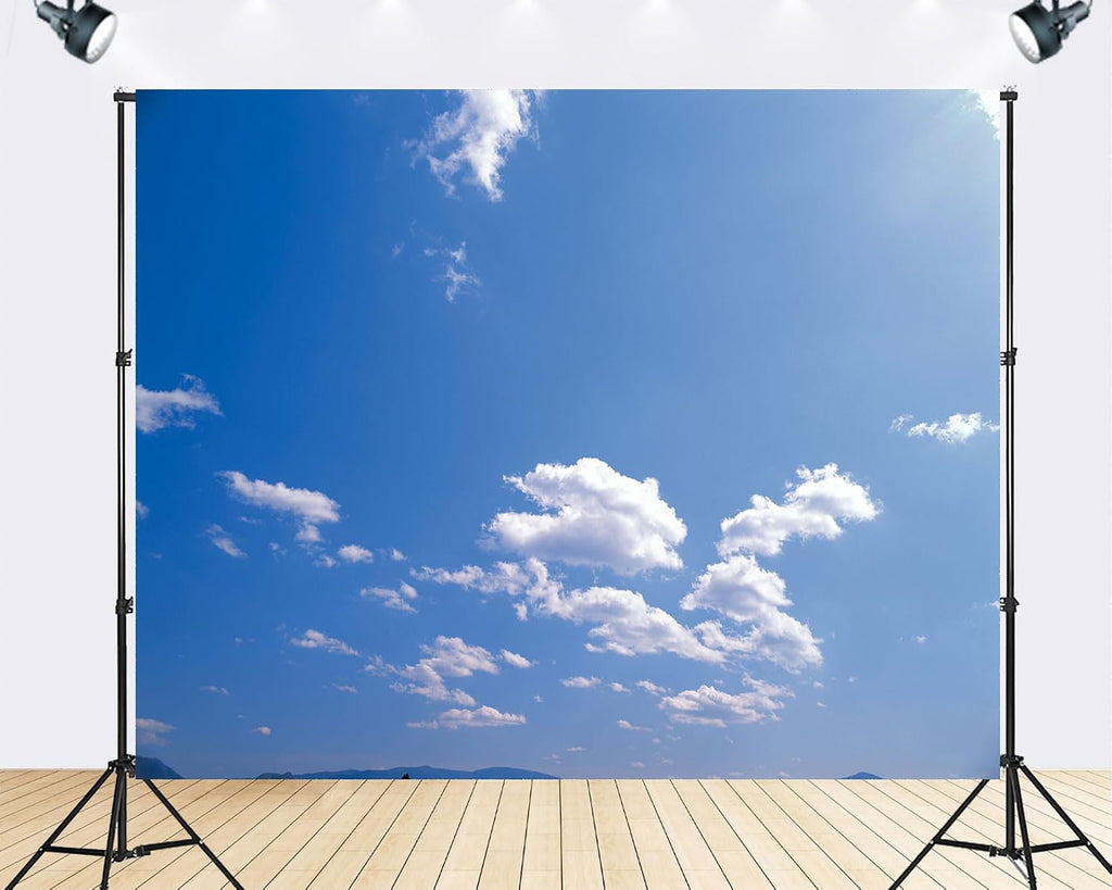 Trykid 20x10ft Blue Sky White Clouds Backdrop Clear Sky Clouds Natural Scenery Photography Background for Newborn Baby Shower Wedding Birthday Party Decoration Studio Prop