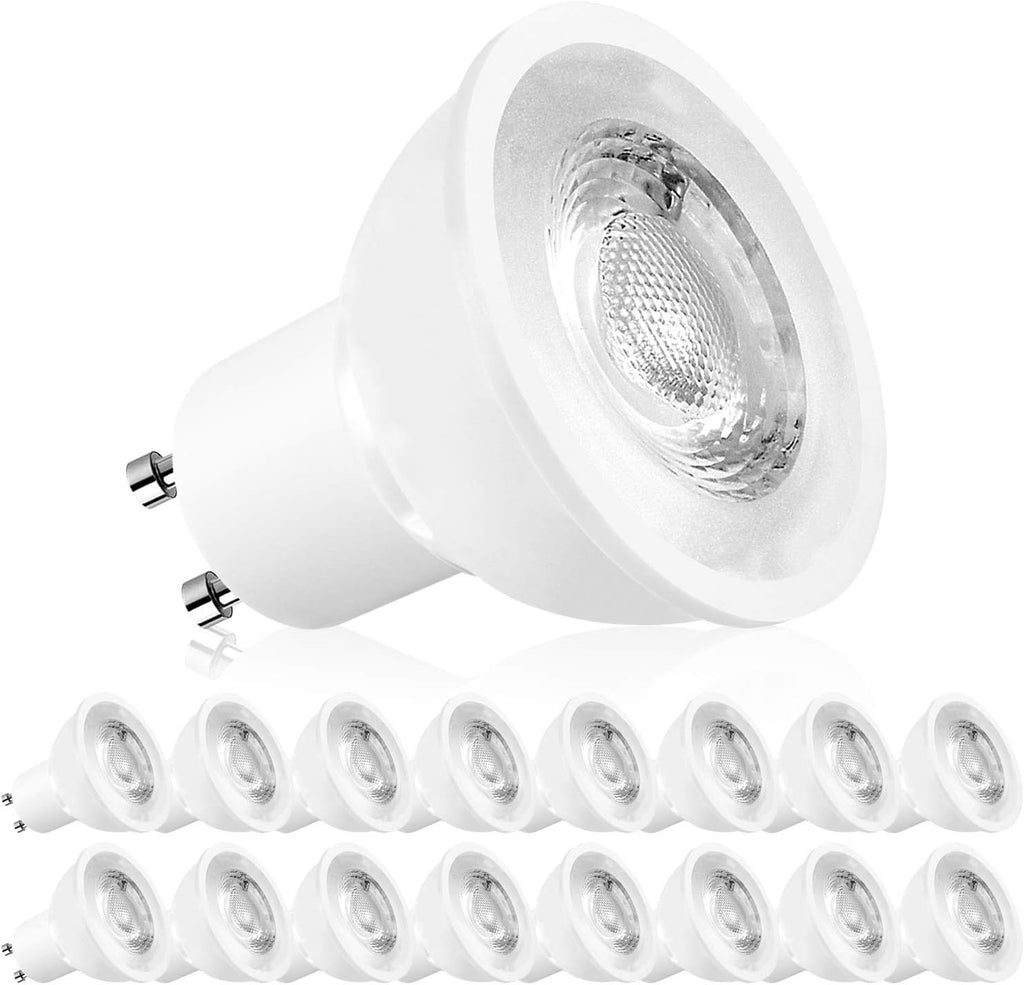 LUXRITE MR16 GU10 LED Bulbs Dimmable, 50W Halogen Equivalent, 4000K Cool White, 500 Lumens, 120V Spotlight LED Bulb GU10, Enclosed Fixture Rated, Perfect for Landscape or Home Lighting (16 Pack)