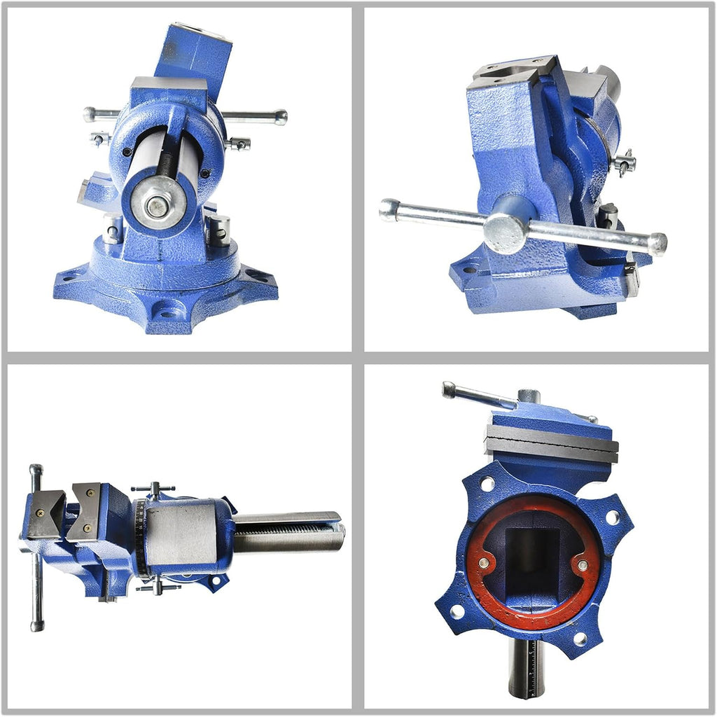 waltyotur Multi-purpose 6 Inch Vise Bench Vise Heavy Duty Multi-Jaw Vise 360-Degree Rotation Clamp on Vise with Swivel Base and Head for Clamping Fixing Equipment Home or Industrial Use
