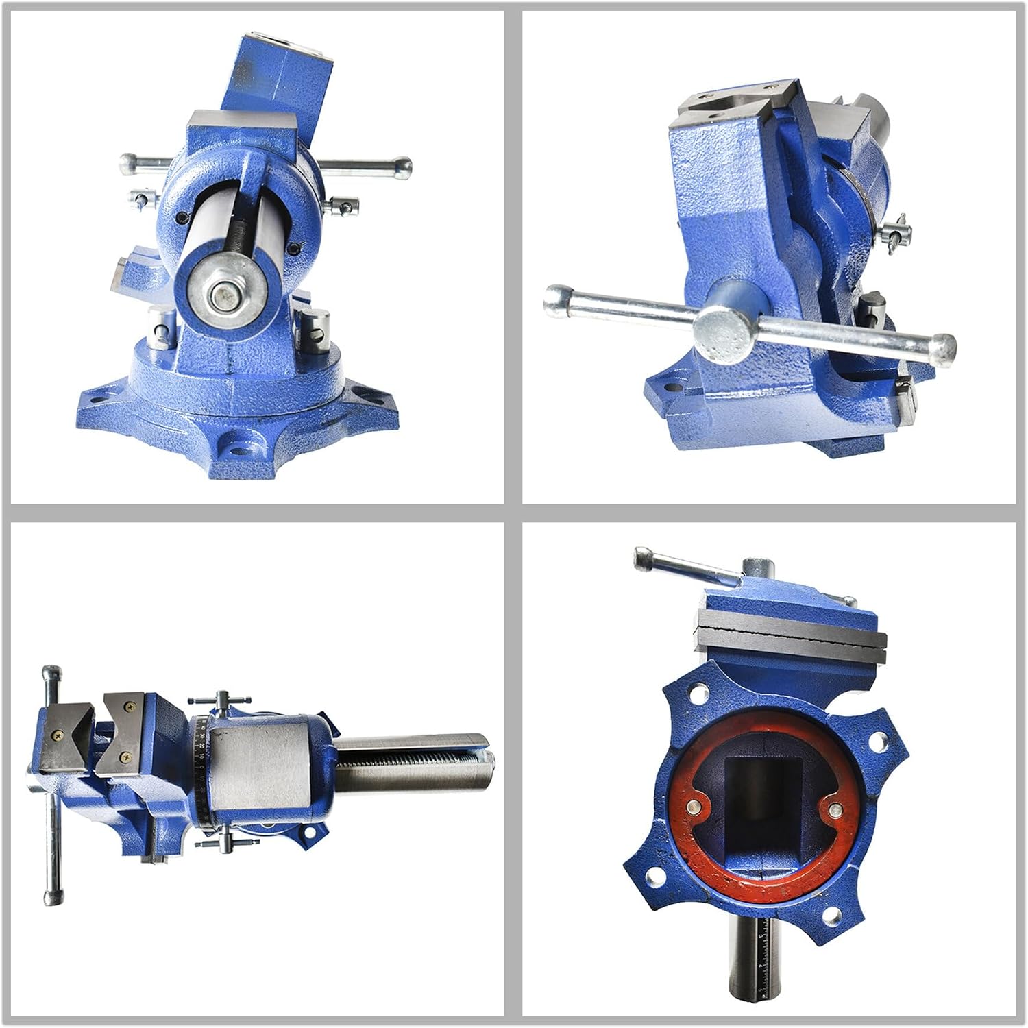 waltyotur Multi-purpose 6 Inch Vise Bench Vise Heavy Duty Multi-Jaw Vise 360-Degree Rotation Clamp on Vise with Swivel Base and Head for Clamping Fixing Equipment Home or Industrial Use
