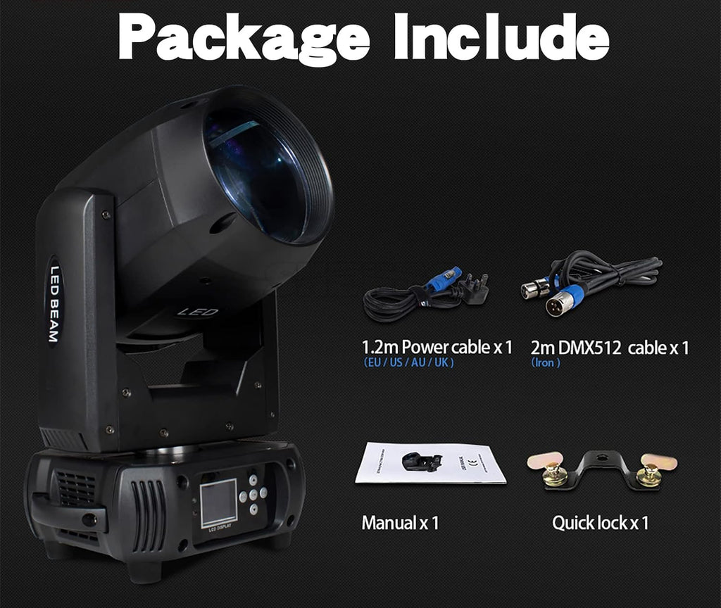 SHEHDS Moving Head Lights LED 150W Beam Effect 2.2° Beam Angle Spotlights 13 Colors 14 Gobos 8+18 Facet Prism DMX512 Large Aperture Lens DJ Stage Light for Holiday Dance Party