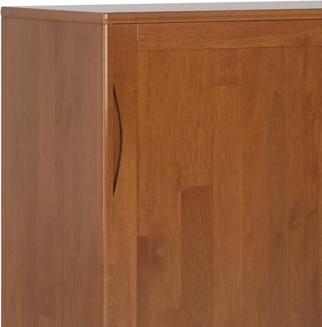 SIMPLIHOME Harper Solid Wood 48 inch Storage Cabinet in Teak Brown (Set of 2) for the Living Room, Entryway and Family Room