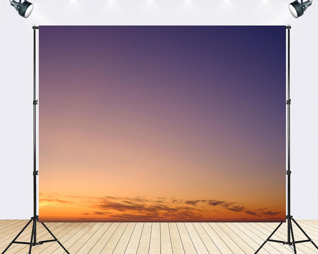 Trykid 20x10ft Purple Orange Sunset Sky Backdrop Minimalist Dusk Horizon Photography Background Calm Meditation Event Party Decoration Tapestry Photo Booth Prop Fabric