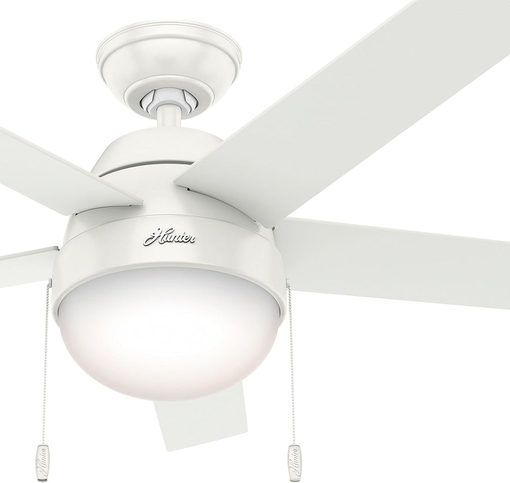 Hunter Fan 46 inch Contemporary Low Profile Ceiling Fan with Light Kit in Fresh White (Renewed)