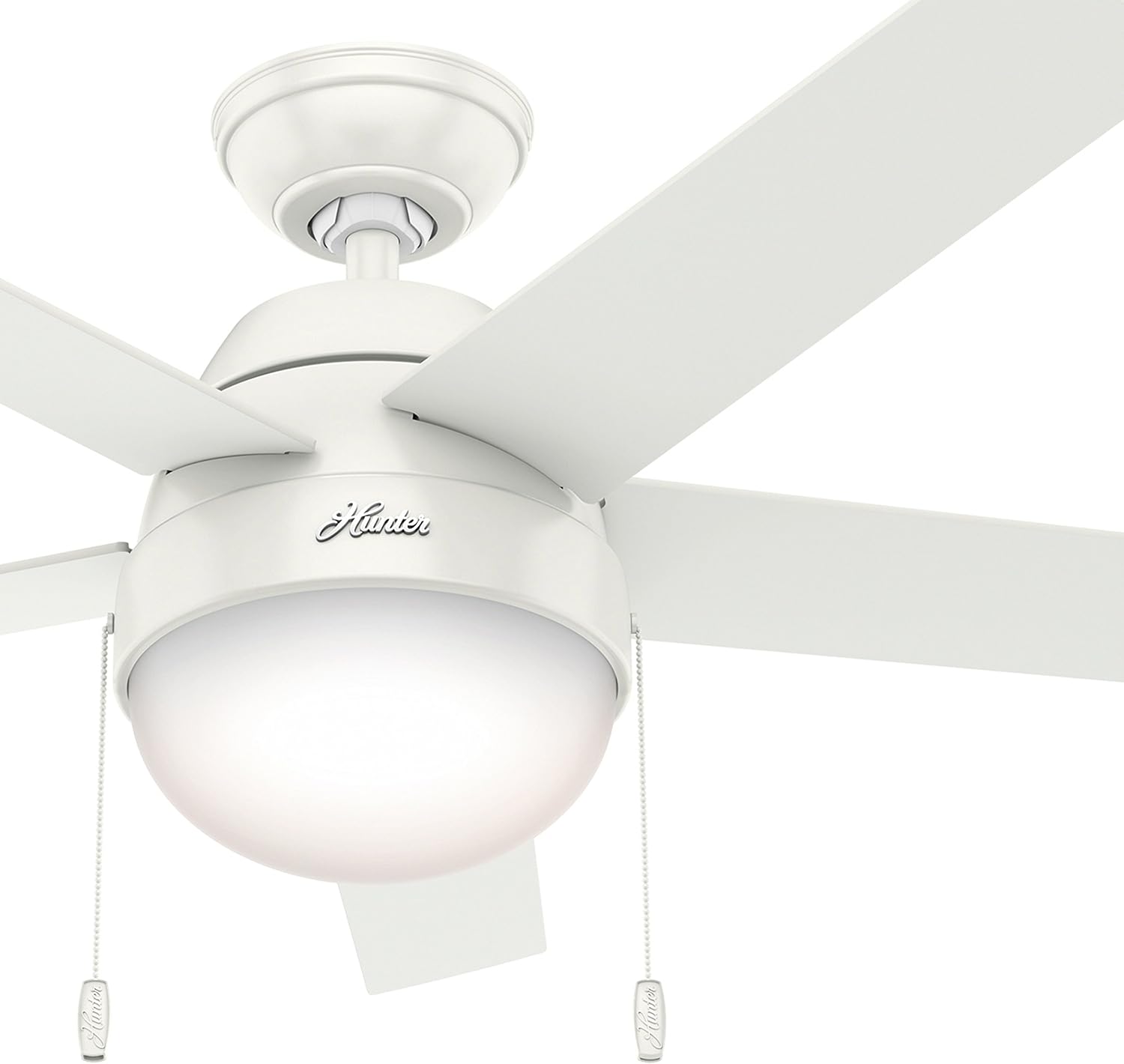 Hunter Fan 46 inch Contemporary Low Profile Ceiling Fan with Light Kit in Fresh White (Renewed)