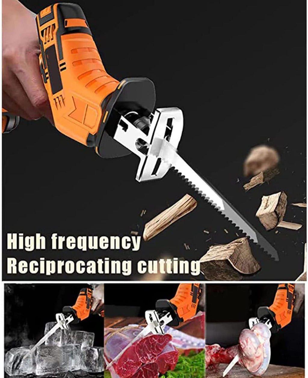 Electric Bone Saw Professional Butcher Bone Saw, Multifunctional Reciprocating Saw, Battery Powered,Bone Saw Cordless for Commercial Home (2battery+2sawtooth)