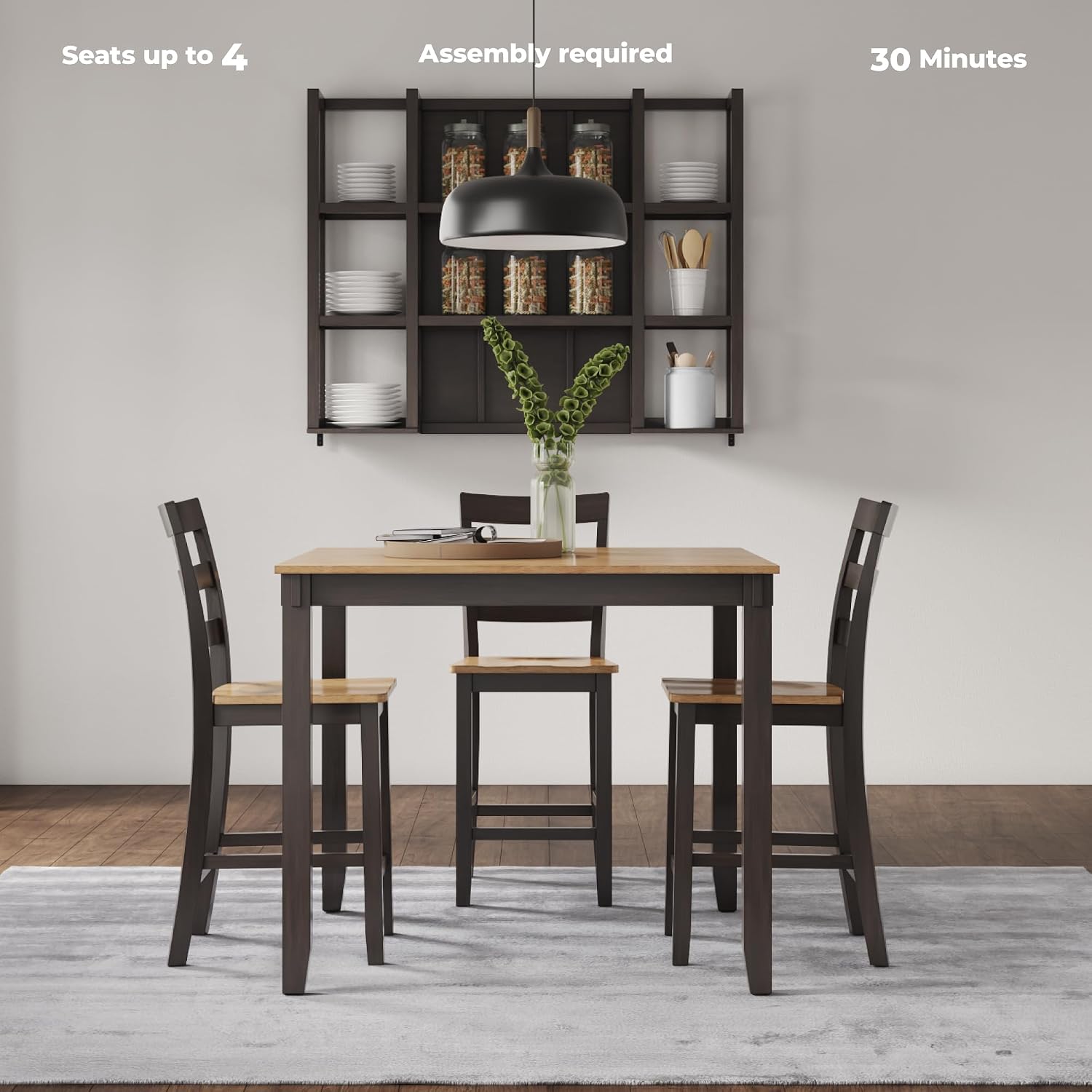 Signature Design by Ashley Gesthaven Casual Counter Height Dining Table and 4 Bar Stools, Set of 5, Light Brown & Dark Brown