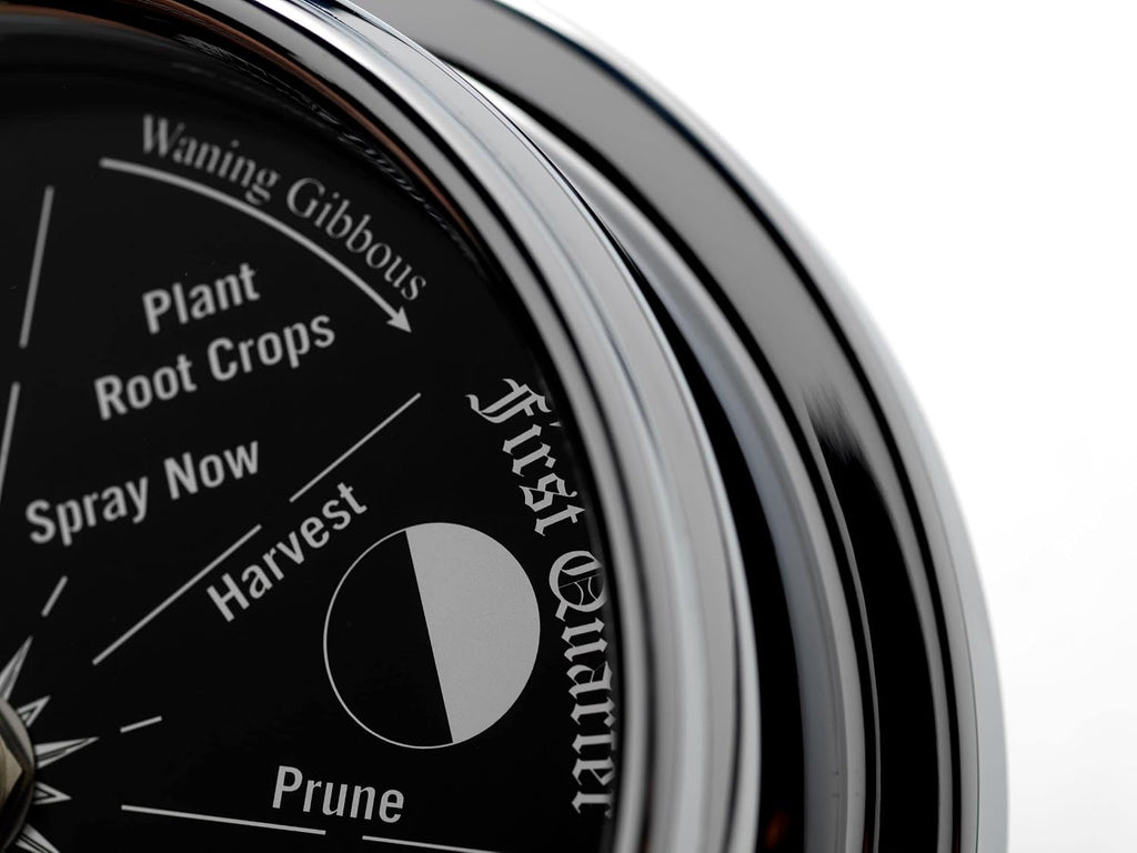 Prestige Chrome Moon Gardening Clock - Lunar Harmony Guide with Moon Clocks -Essential Gardening Tool for Biodynamic & Organic Gardening - Get The Best Results and Transform Your Garden